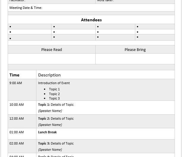 Free Meeting Agenda Templates