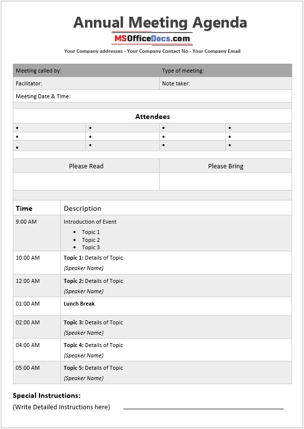 Annual Meeting Agenda Template 01