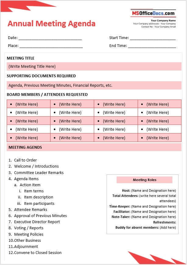 Annual Meeting Agenda Template 02