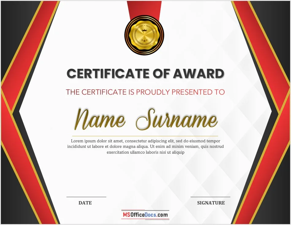 Award Certificate Template 01