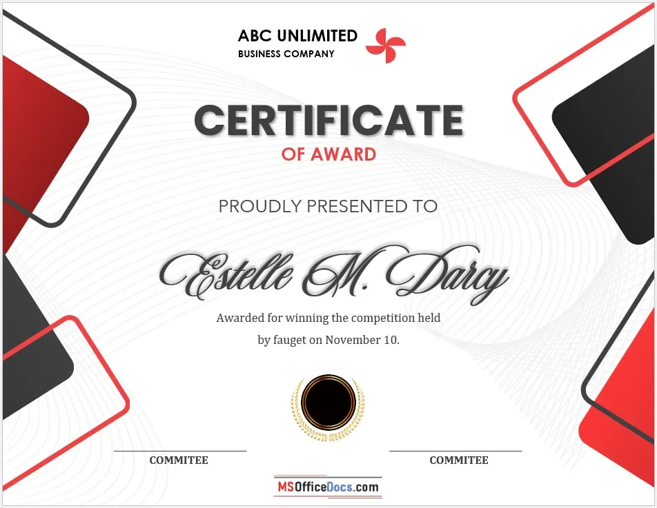 Award Certificate Template 02