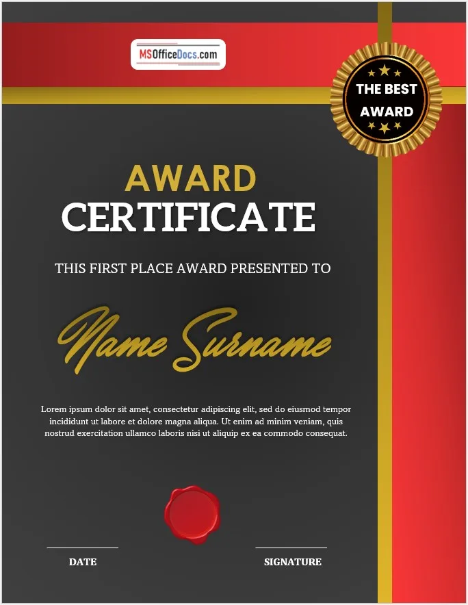 Award Certificate Template 03