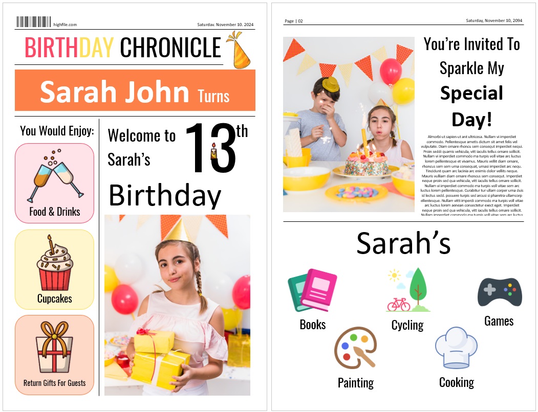 Birthday Party Celebration Brochure