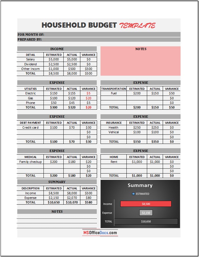 Household Budget Template 04