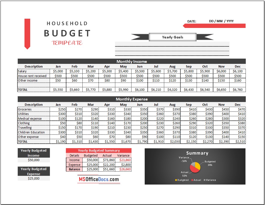 Household Budget Template 07