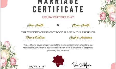 Marriage Certificate Template 01