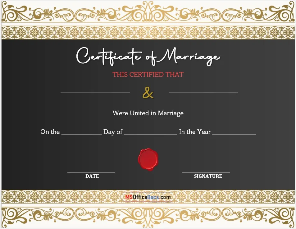 Marriage Certificate Template 03