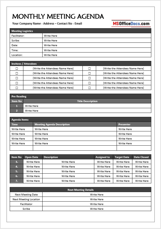 Basic Meeting Agenda Template 02