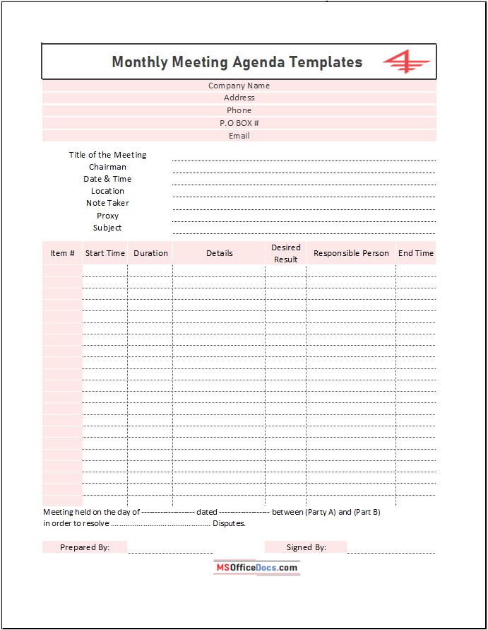 Basic Meeting Agenda Template 03