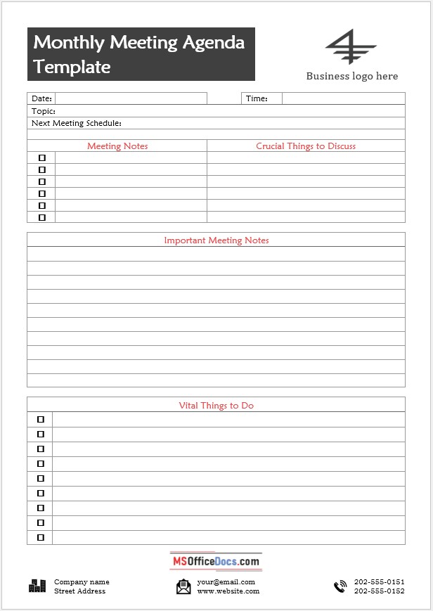 Creative Meeting Agenda Template 01