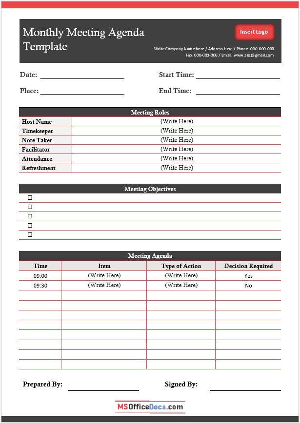 Creative Meeting Agenda Template 02