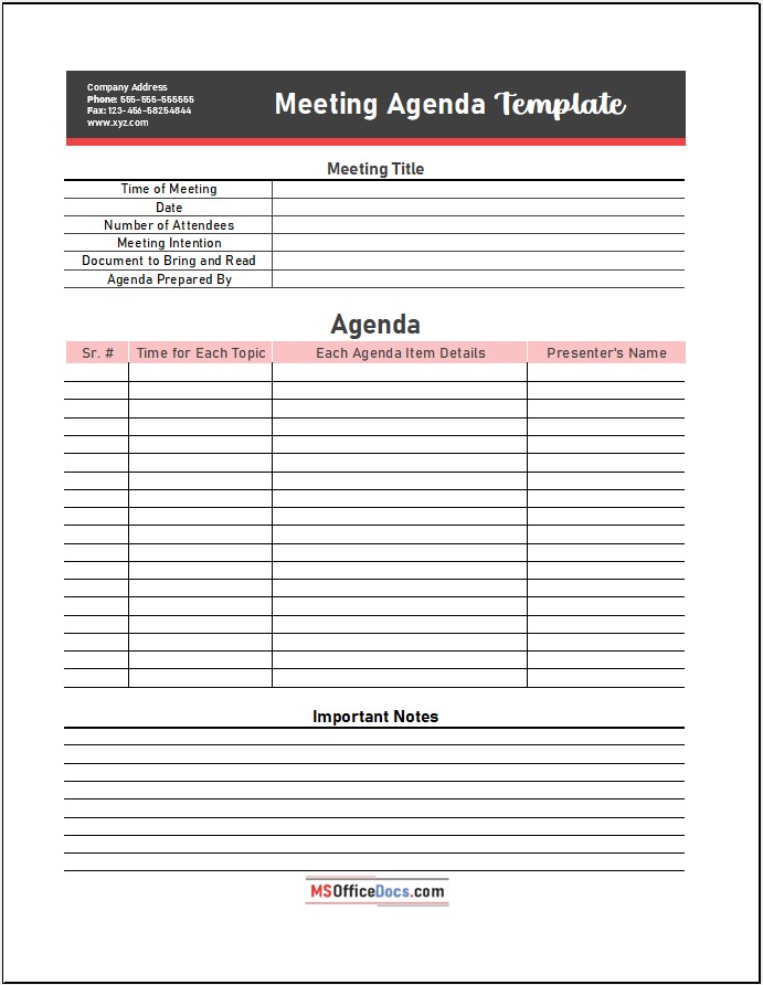 Creative Meeting Agenda Template 03