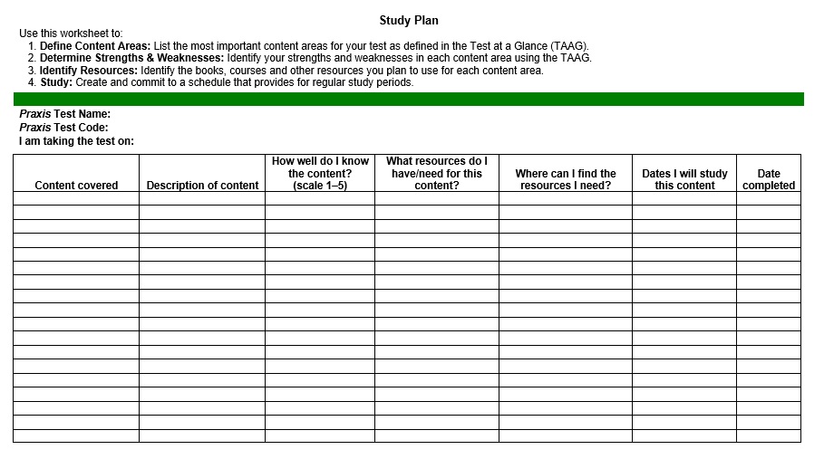 Study Schedule Template 05